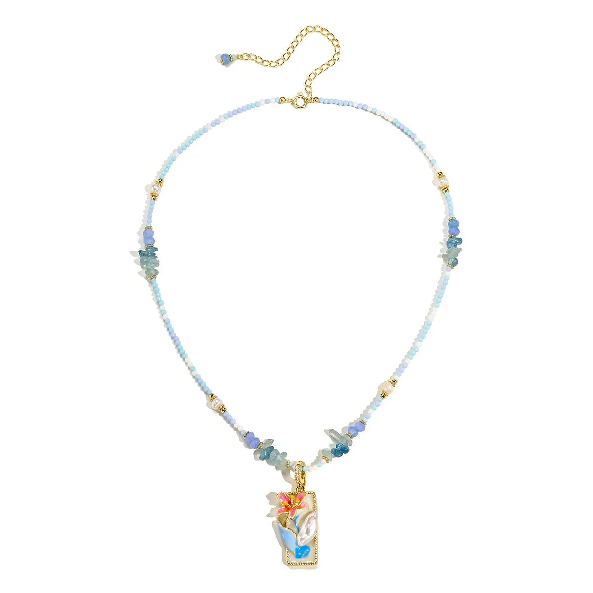 Wholesale  Baroque Pearl Flower Necklace  Light Luxury  Natural Stone Beaded Earrings