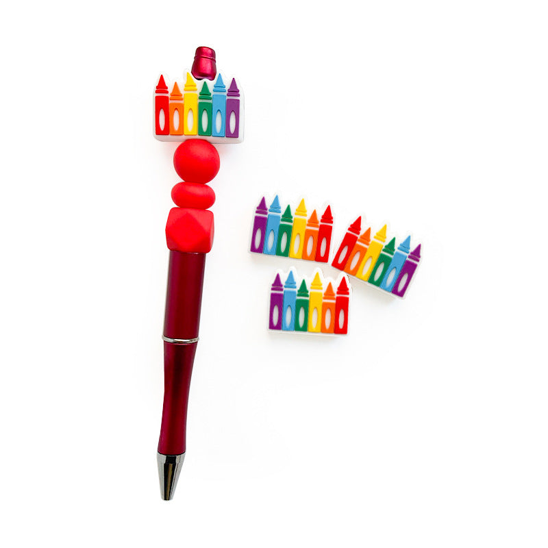 Wholesale of 10PCS Cartoon Crayons, Food Grade Silicone Beads ACC-BDS-WDX041