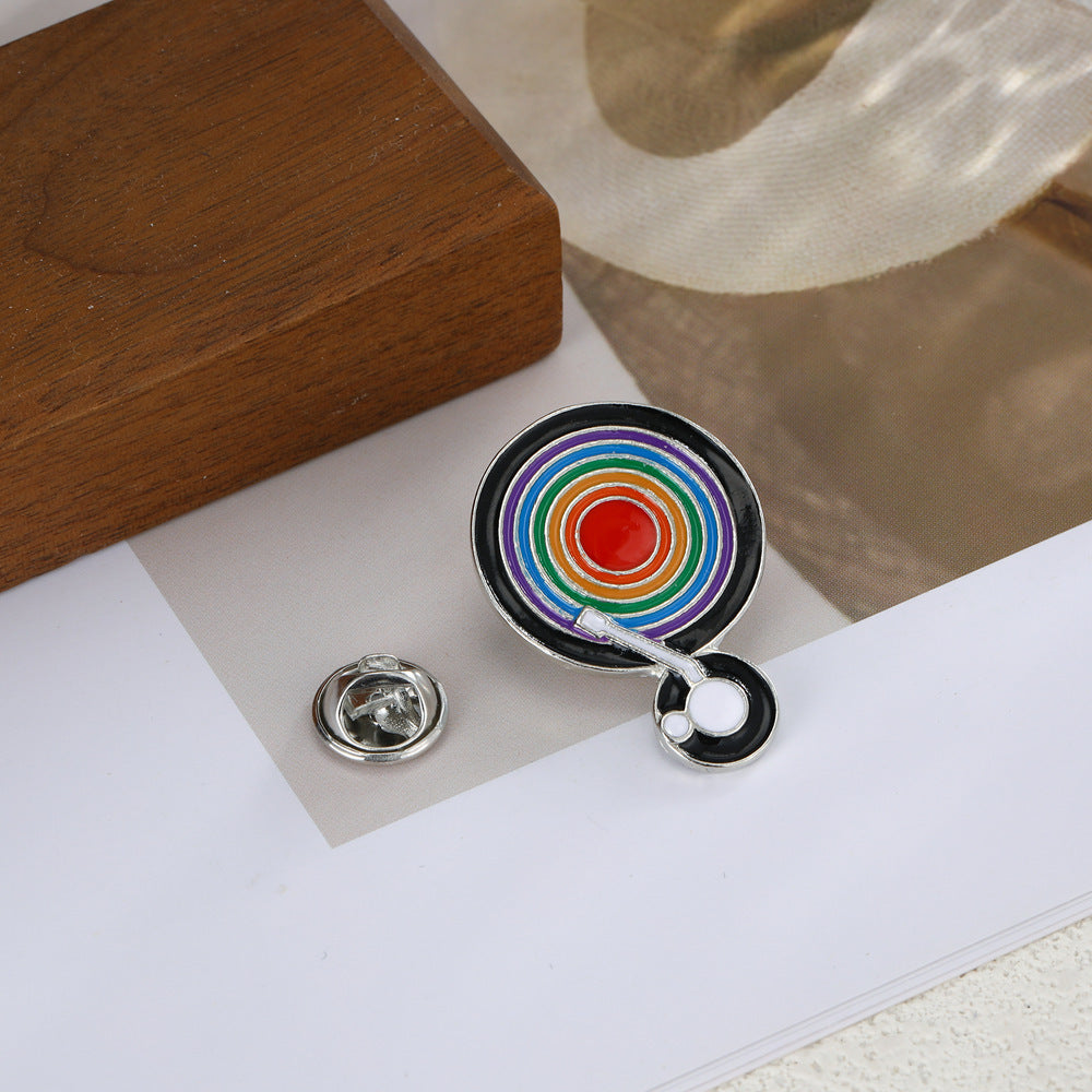 Wholesale  personality drop oil color retro music player modeling brooch