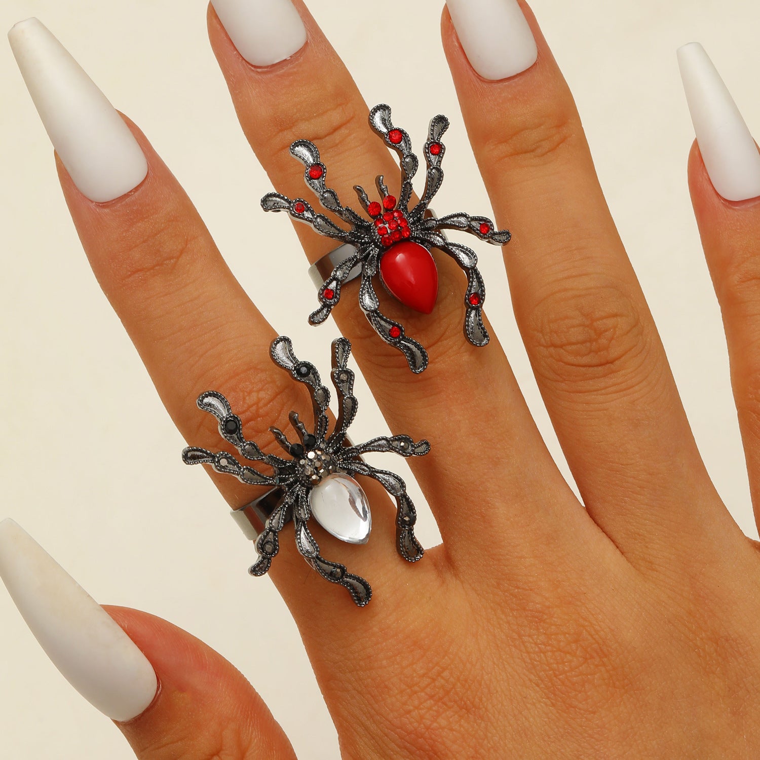 Wholesale Gothic Red  Ring for Women,  Dark Style  Jewelry,  Zinc Alloy with Electroplating Finish,  Trendy Open Index Finger Ring for Everyday Wear or Boutique Resale