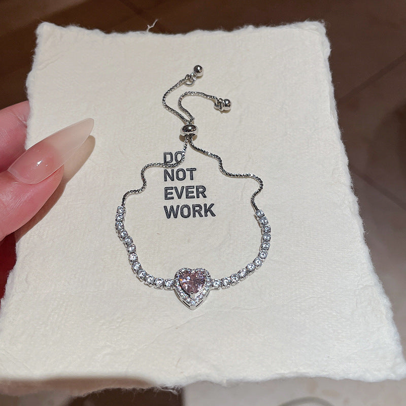 Wholesale Copper Heart-Shaped Zircon Bracelet