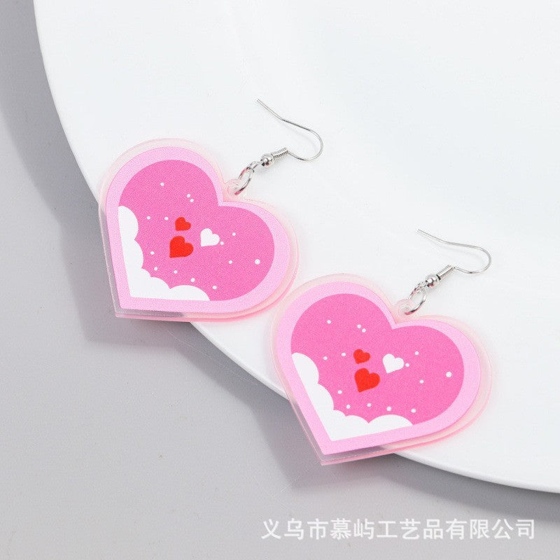 Wholesale Valentine' s Day Acrylic Heart Letter Earrings
