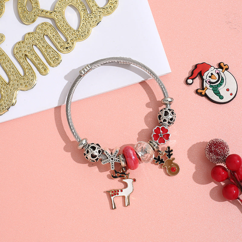 Wholesale Stainless Steel Christmas DIY Beaded Crystal Bracelet  ACC-BT-QingLian006