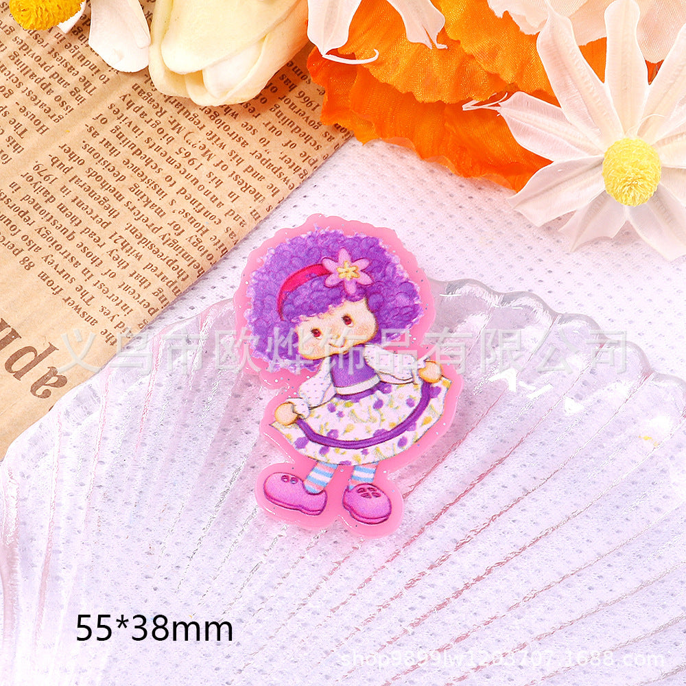 Wholesale 10pcs DIY Flatback Cartoon Rainbow Girl Acrylic Flatback Badge Reels Retractable Keychain DIY Accessories