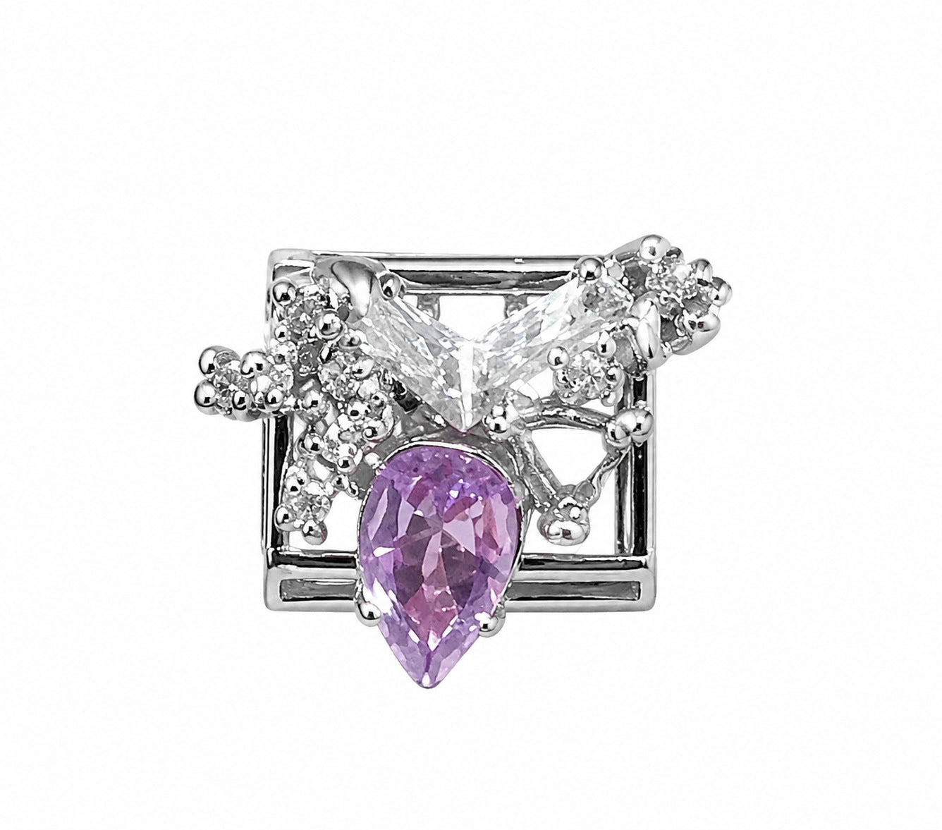 Wholesale Chic Stainless Steel Fashion Bracelet with Purple Crystal Butterfly Star Moon Design Boutique Resale