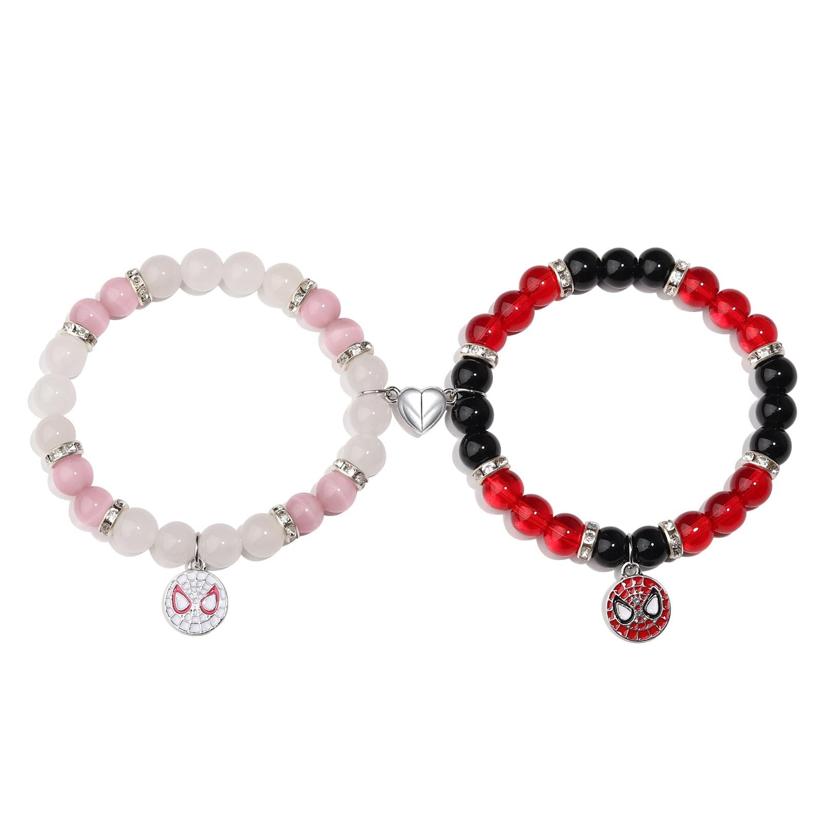 Wholesale Couple bracelet love heart magnetic suction buckle natural opal beaded bracelet