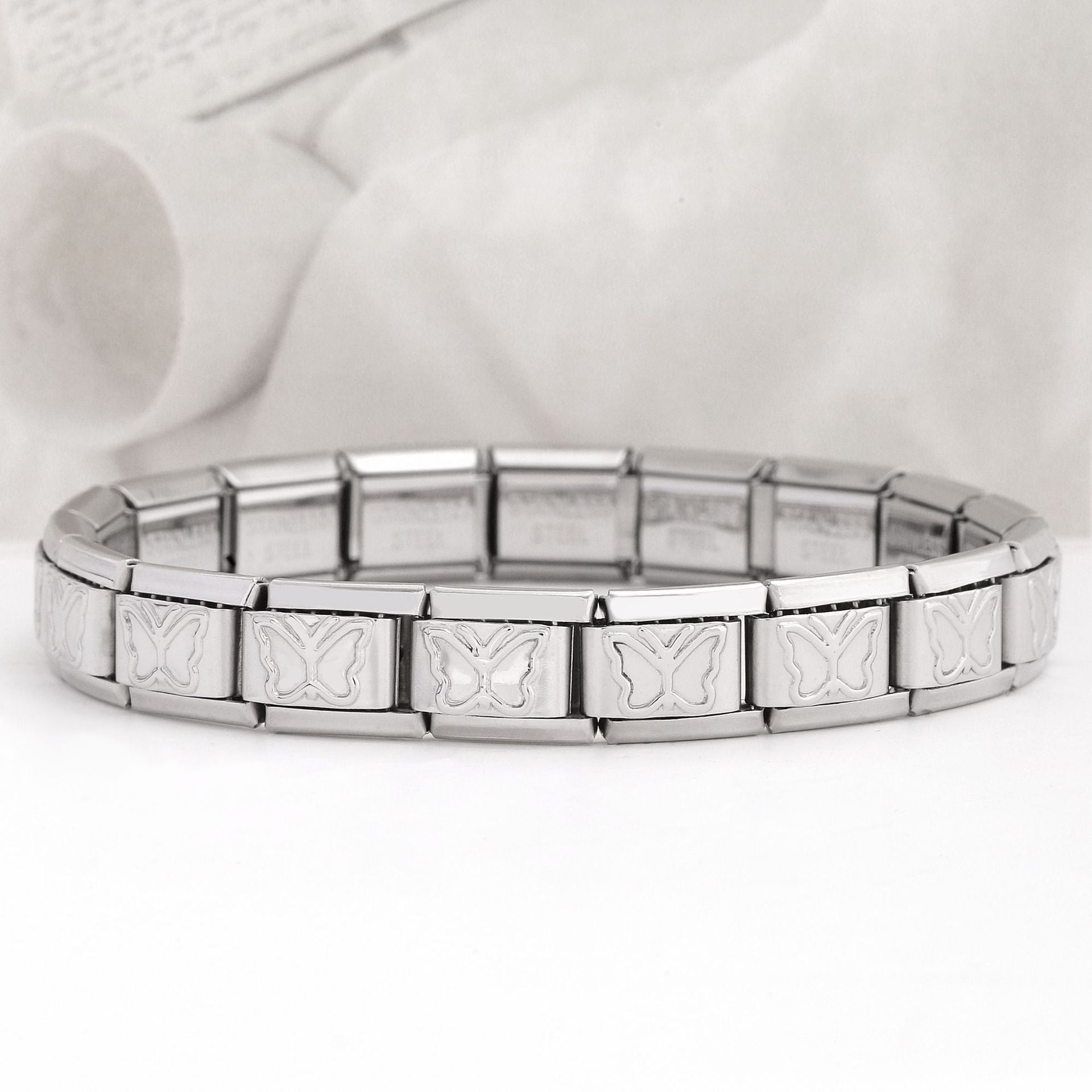 Wholesale Italian Charm Bracelet Charm Module Stainless Steel Butterfly Bracelet 9mm DIY Pattern Free Stitching Detachable Composable Bracelet ACC-BT-XY007