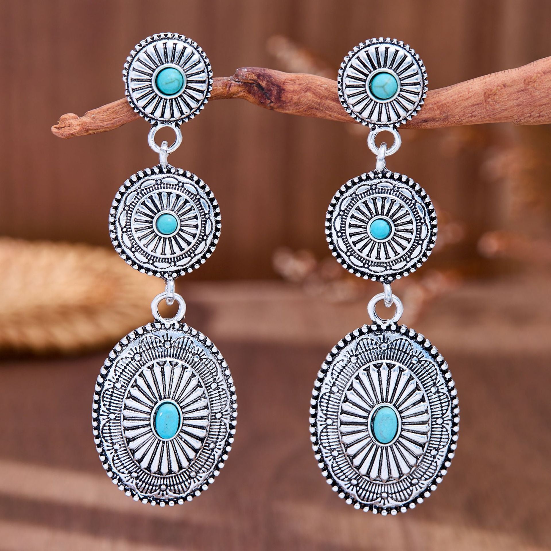 Wholesale Vintage Long Drop Earrings Retro Western Ethnic Style Jewelry Accessory Everyday Wear