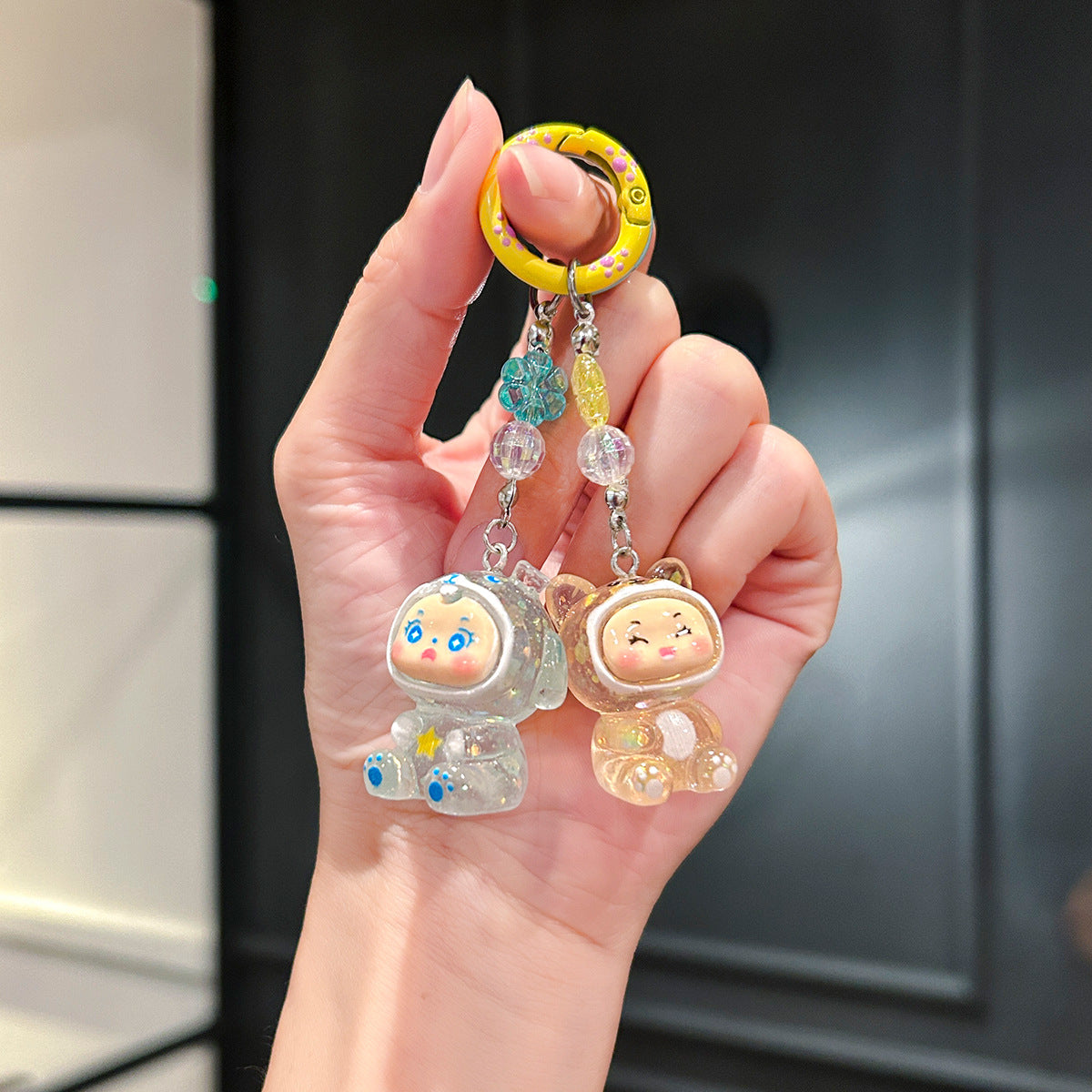 Wholesale Creative Transparent Frog Baby Keychain