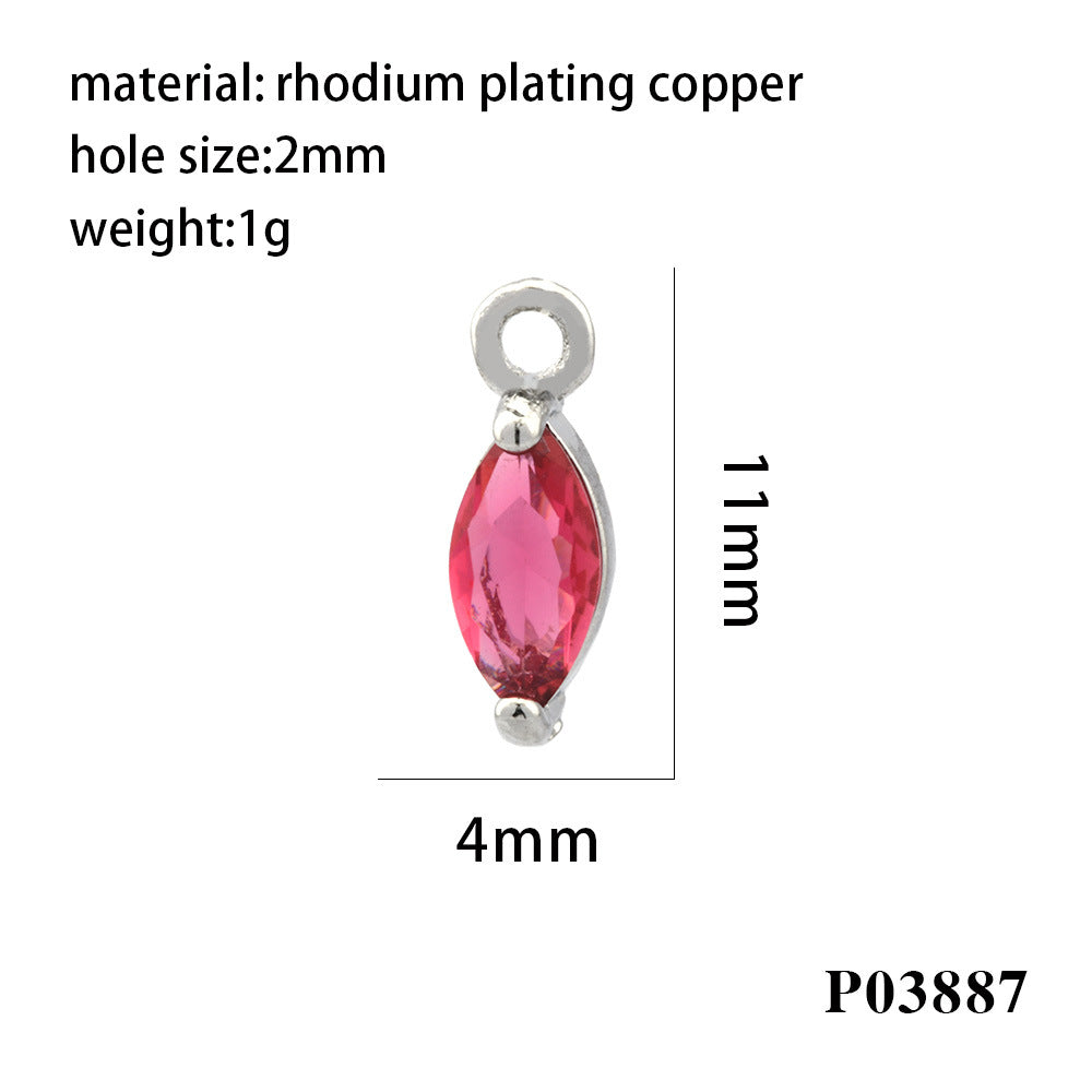 Wholesale 18K gold-plated micro-inlaid zircon colorful geometric marquise pendant