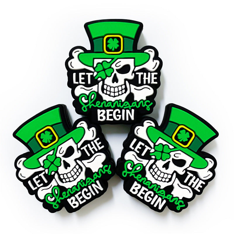 Wholesale 10pcs Four Leaf Clover Skull Focal Beads DIY Bead Pen Accessories ACC-BDS-WDX197