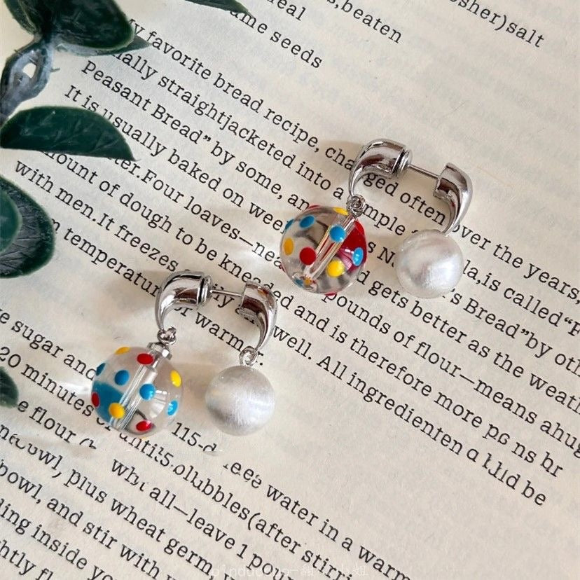 Wholesale Simple Color Wave Dot Ball Stud Earrings