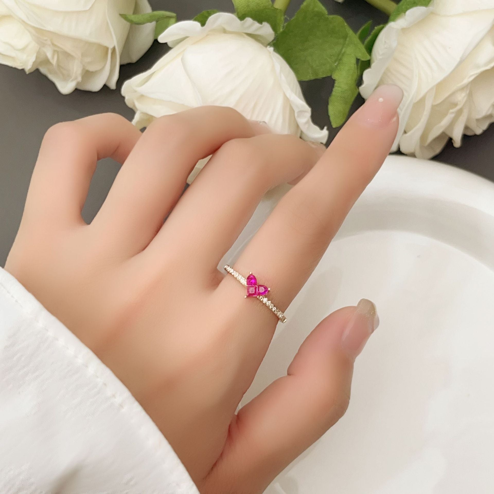 Wholesale  Rose Red Love Ring  Fashion Elegant Ring