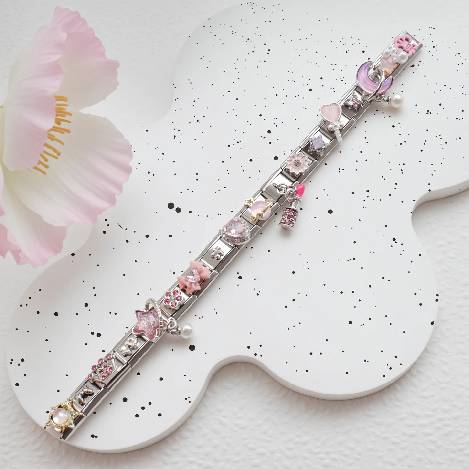 Wholesale 2pcs/pack 9mm Italian Charm Starter Bracelets DIY square Single Section Creative Stainless Steel Composable Bracelet