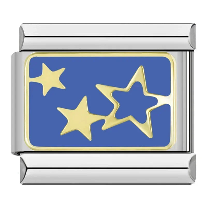 Wholesale Italian Charm Bracelet 9mm DIY Splicing Star Moon Stainless Steel Composable Bracelet