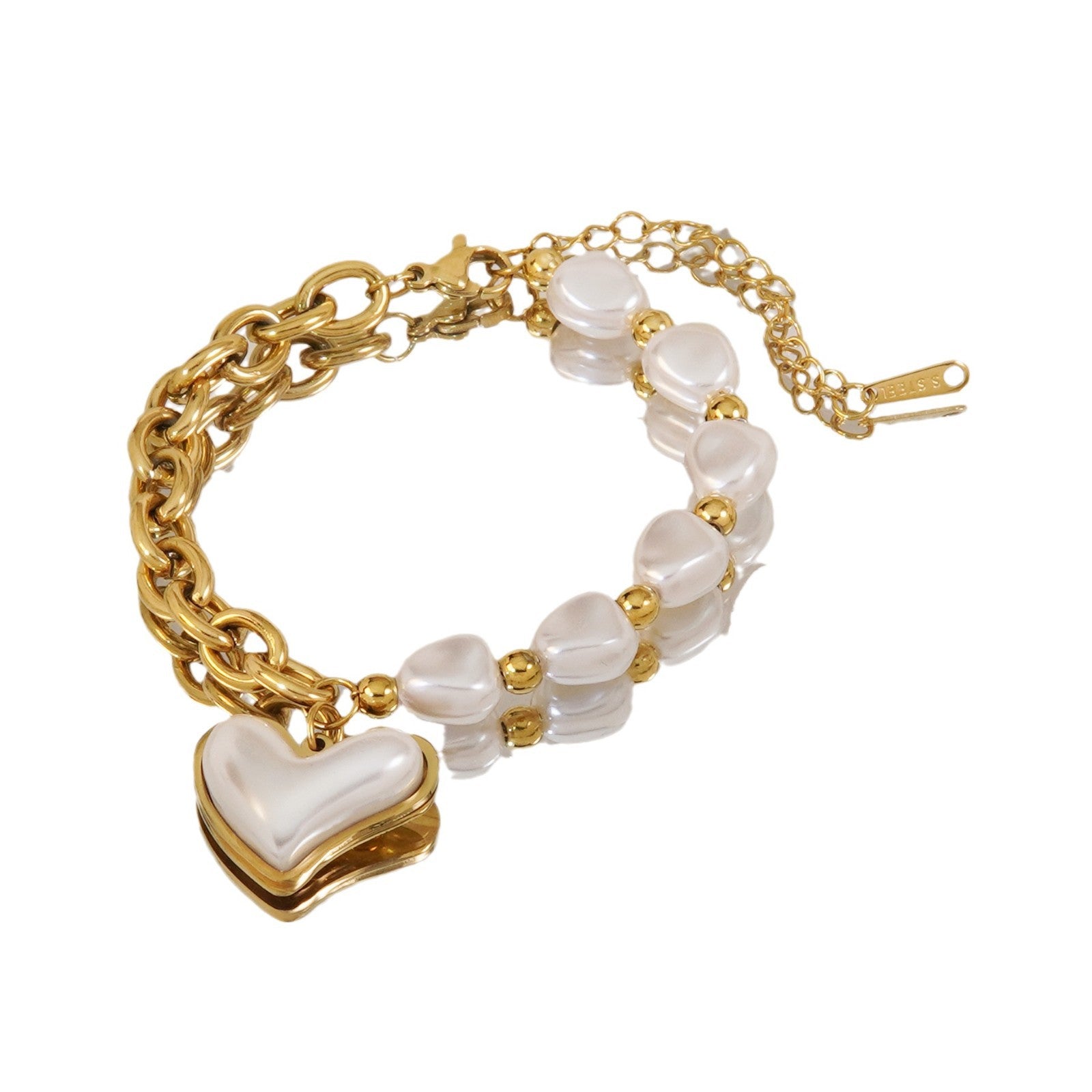 Wholesale  Irregular Pearl Bracelet Electroplated 18K Gold Waterproof Color-free Metal Baroque Love Bracelet