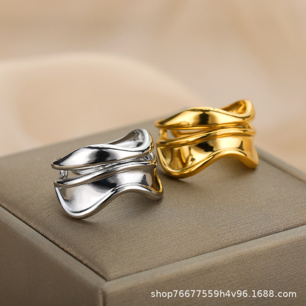 Wholesale  Light Luxury Stainless Steel 18k Gold Plated Ring