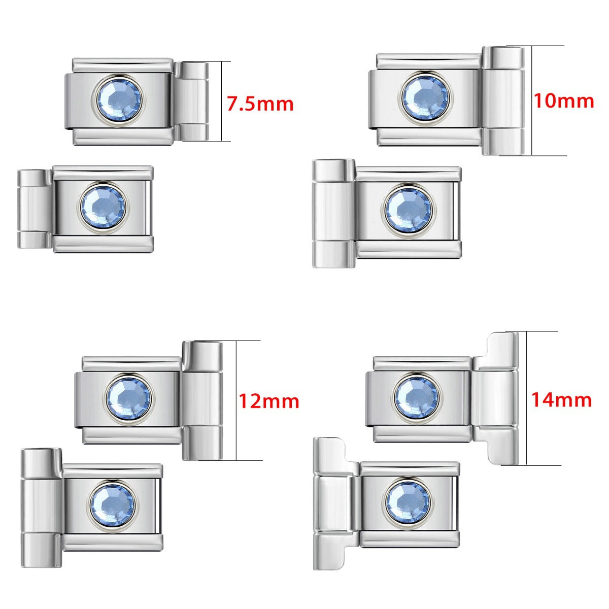 Wholesale Stylish Watch Band Connector Round Zircon Stainless Steel DIY Bracelet Charm Jewelry Accessory for Boutique Resale