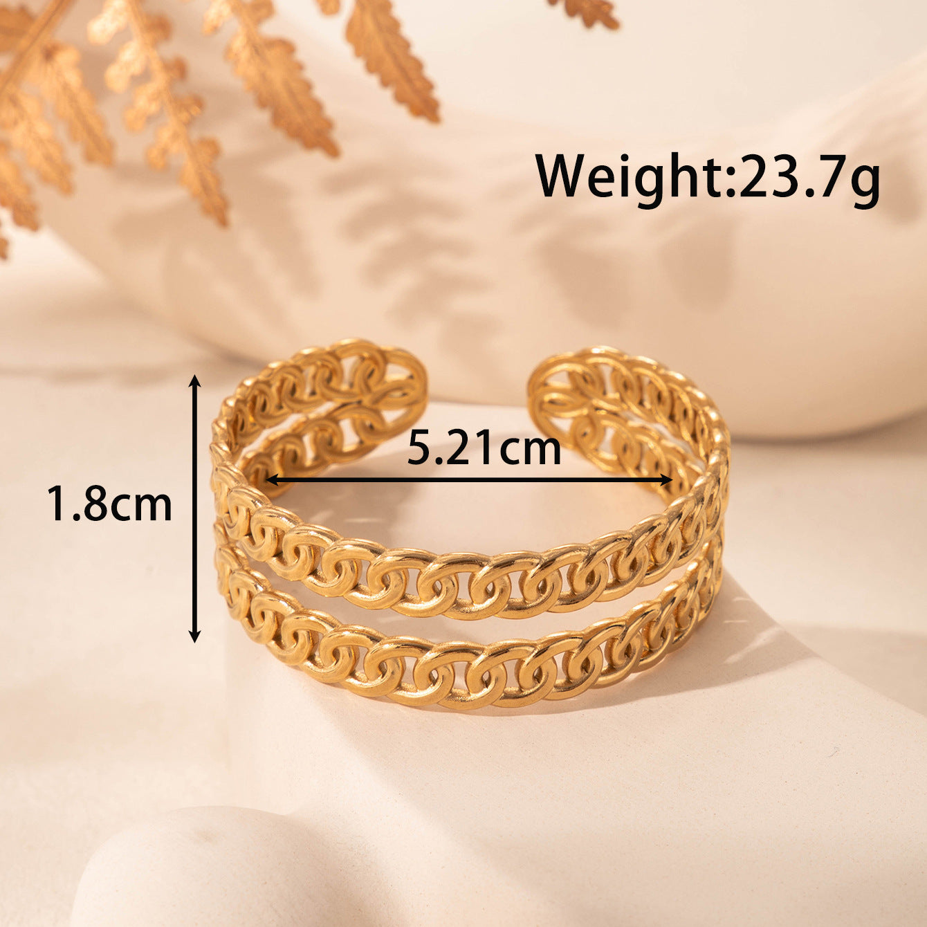 Wholesale Titanium steel personality  popular double-layer chain opening adjustable bracelet