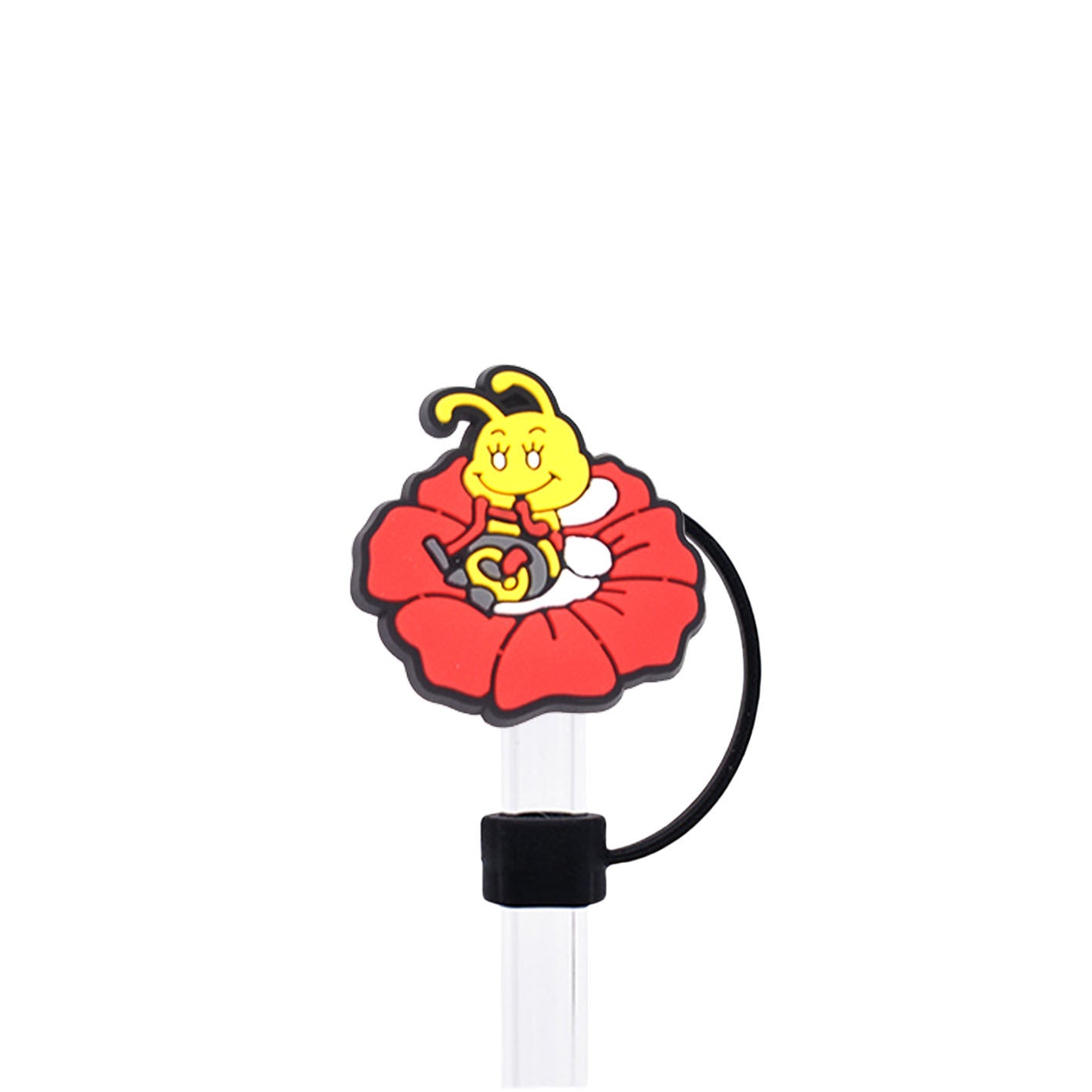 Wholesale 60pcs 10mm Straw Cover Cartoon Bee Silicone Straw Caps for Cup Decoration Straw Tube Cap ACC-SCR-SSL002