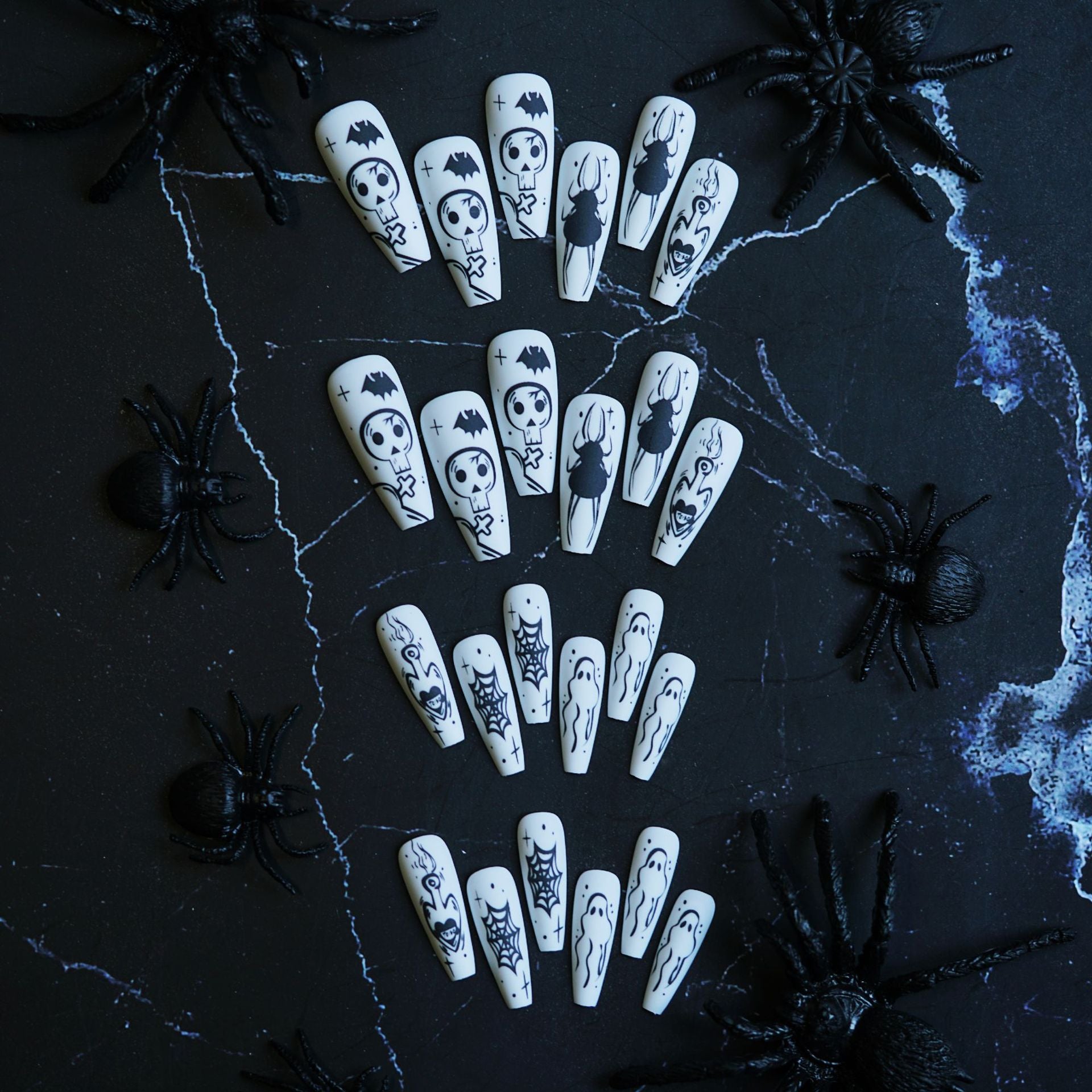Wholesale 24 Pieces/ box  Gothic Skull Nails Kits Nail Stickers