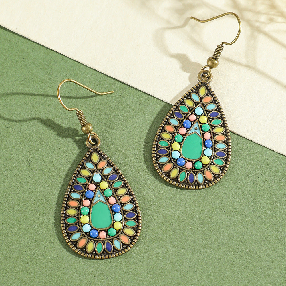 Wholesale Bohemian Green Forest Earrings Set,  Zinc Alloy Ethnic Style