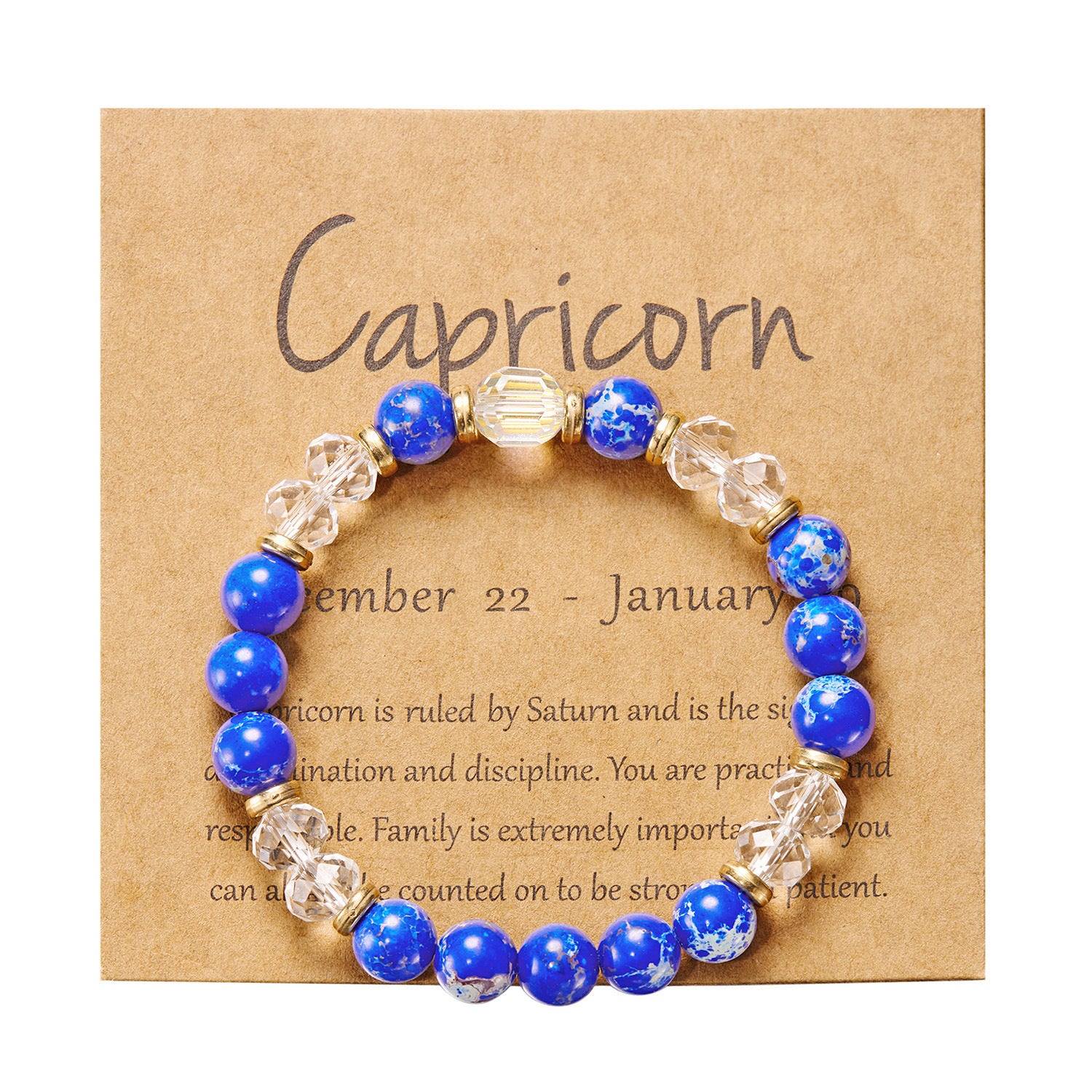 Wholesale Twelve Constellation Color Natural Stone Crystal Paper Card Beaded Bracelet