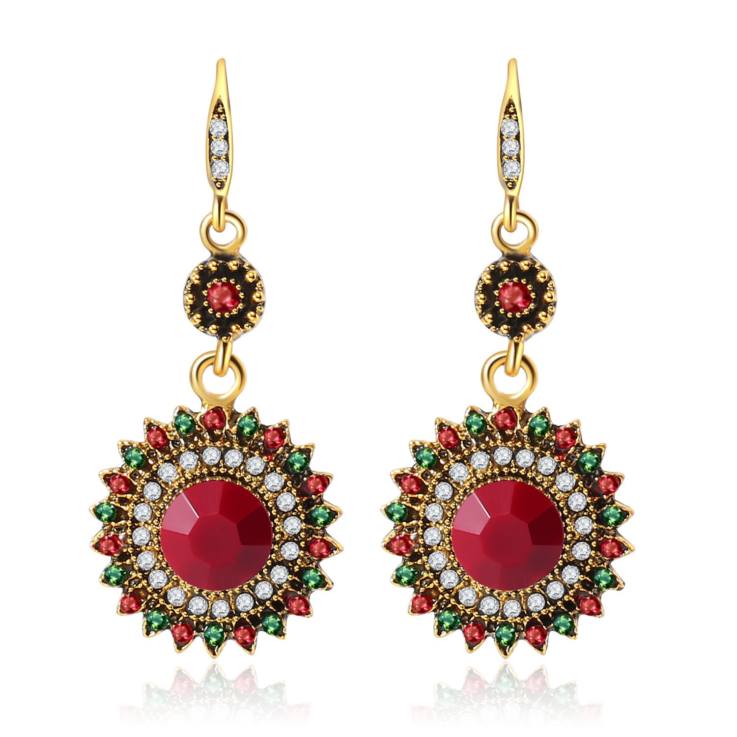 Wholesale temperament personality exaggerated sunflower ruby earrings