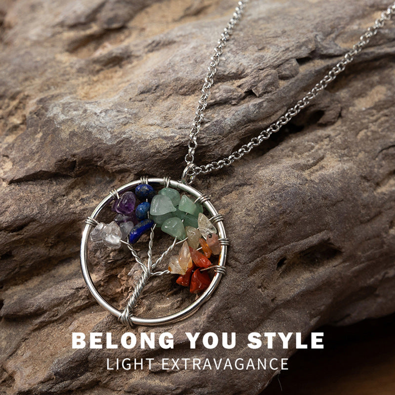 Wholesale Colored Stone Tree of Life Necklace