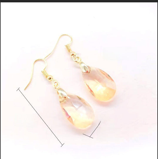 Wholesale Crystal long geometric water drop earrings