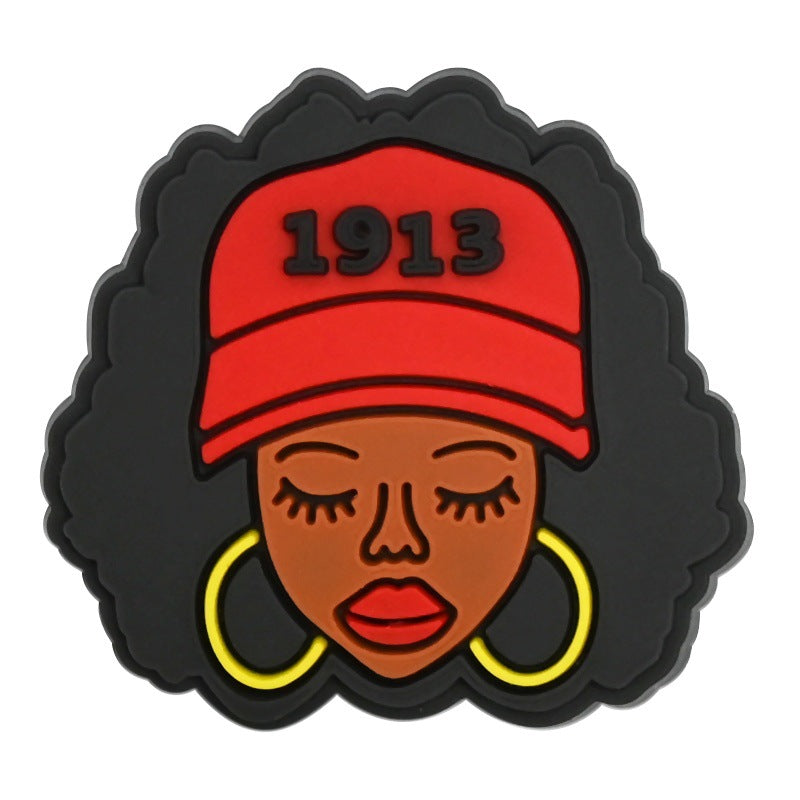 Wholesale  Random 100pcs  Black Girl SeriesPVC Soft Rubber Shoe Buckle Decoration