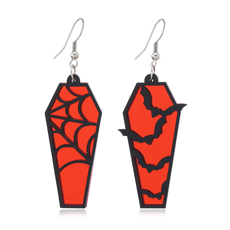 Wholesale Creative Retro Halloween Earrings Spider Pumpkin Witch Acrylic Earrings