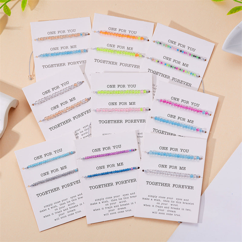 Wholesale  colorful luminous rice beads couple beaded bracelet