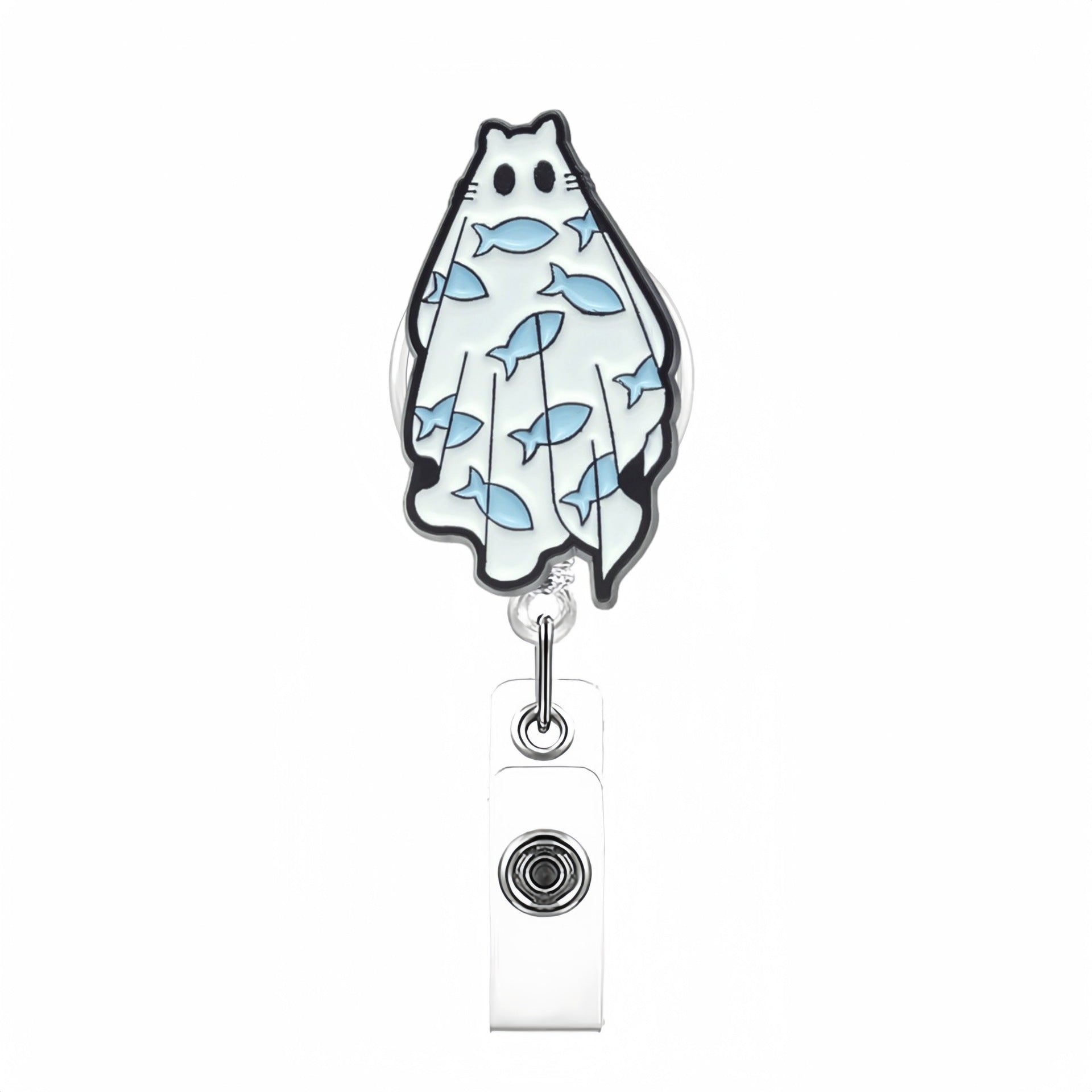 Wholesale Cute White Ghost Retractable Badge Reel with B. O. O.  Design,  Acrylic ID Holder for Nurse Doctor,  Gift