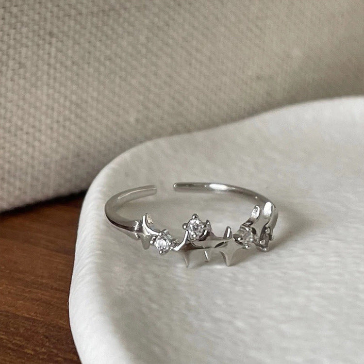 Wholesale Super fairy zircon star metal open ring