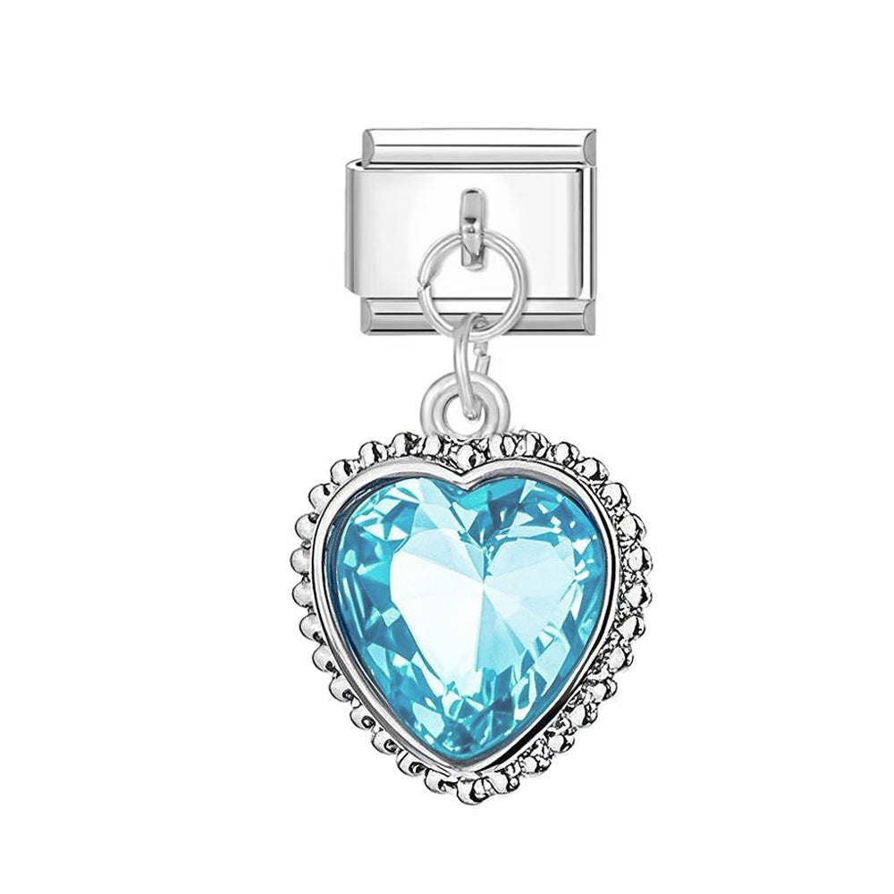 Wholesale Italian Charm Bracelet 9mm DIY multi-color heart-shaped    Creative Stainless Steel Composable Bracelet