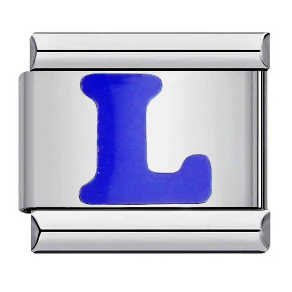 Wholesale Italian Charm Bracelet 9mm DIY blue English initials Creative Stainless Steel Composable Bracelet