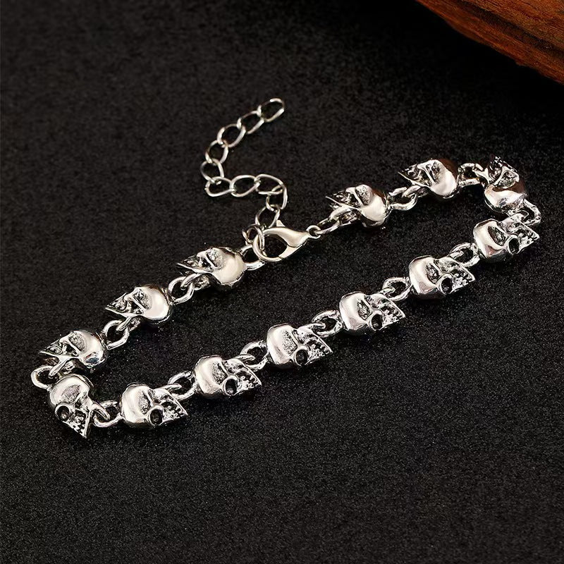Wholesale Dark Punk Gothic Skull Bracelet Ancient Gold Alloy Unisex Jewelry Gift