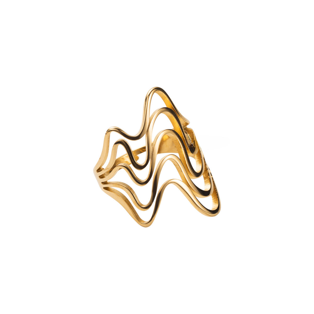 Wholesale gold plated stainless steel irregular texture ring
