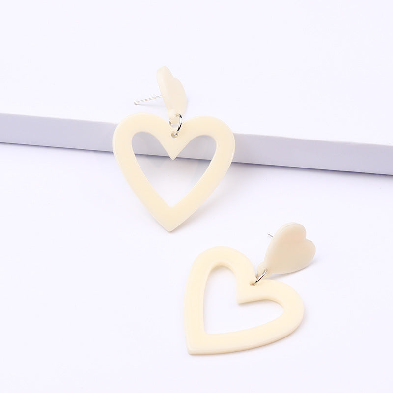 Wholesale Retro 12-Color Heart Large Drop Earrings