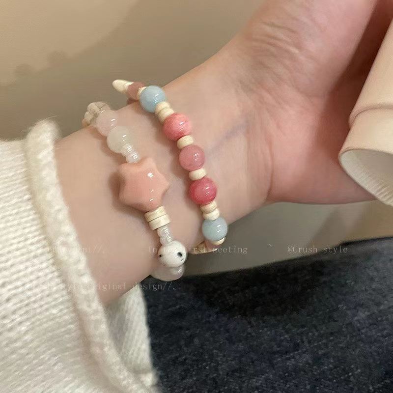 Wholesale Chic Rainbow Color Handmade Glass Beaded Bracelet For Women Fashion Jewelry Accessory Anniversary Gift And Resale