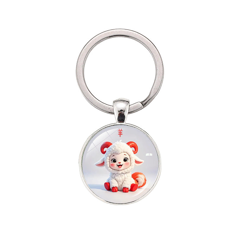 Wholesale Round keychain with zodiac pattern