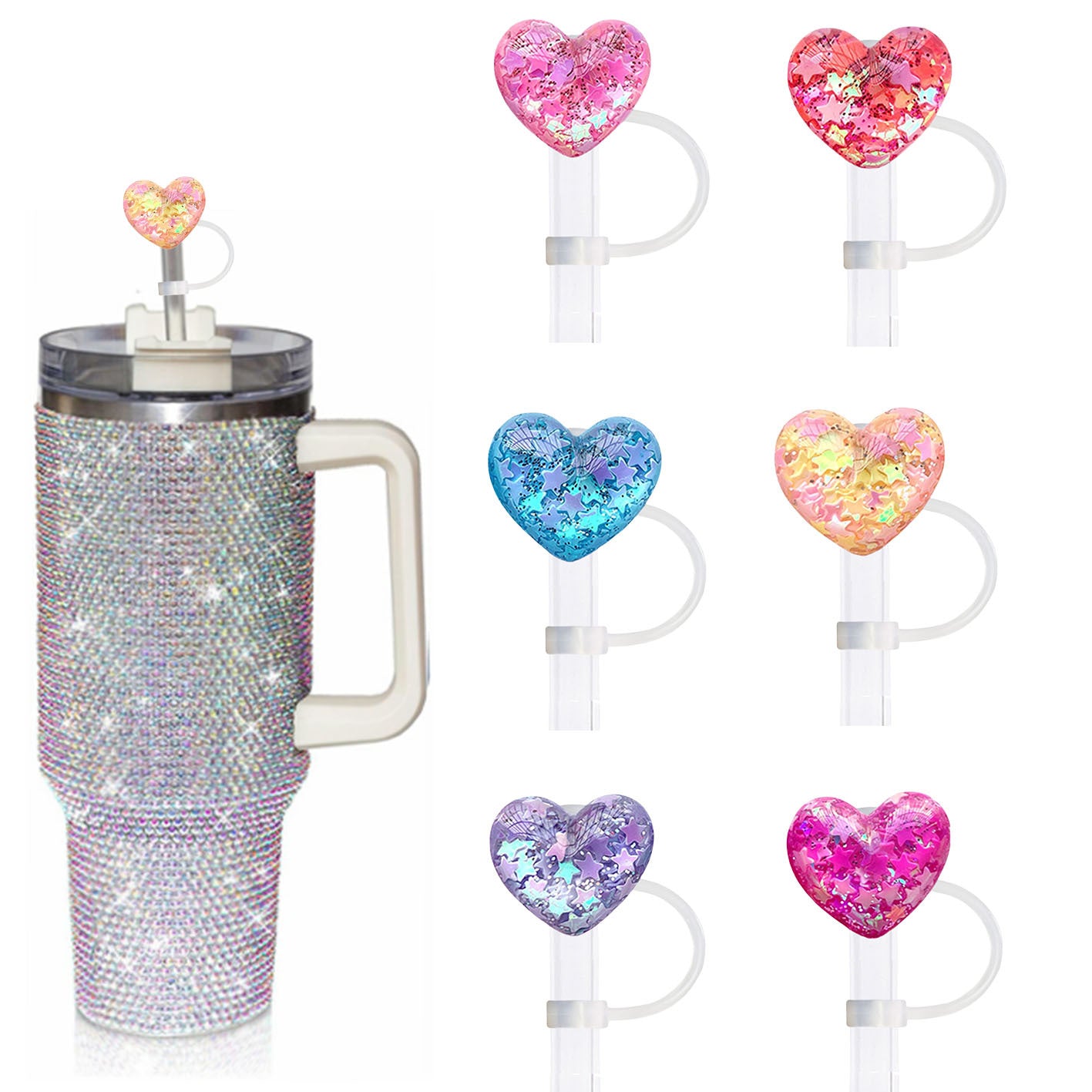 Wholesale 10pcs Five-pointed star sequins Straw Cover Straw Tube Cap