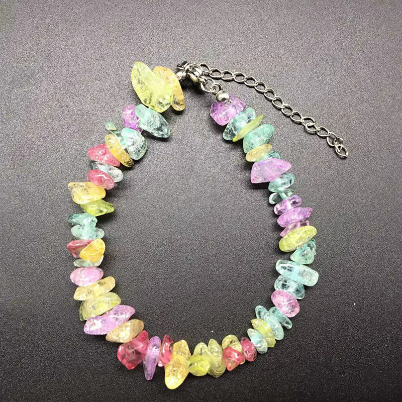 Wholesale Colorful Natural Stone Anklets Stainless Steel Wire Lock Buckle ACC-AS-Yima001