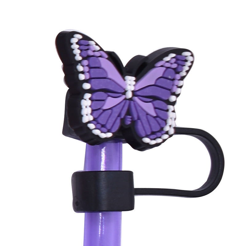 Wholesale Random 100pcs Butterfly Series PVC Soft Straw Tube Cap