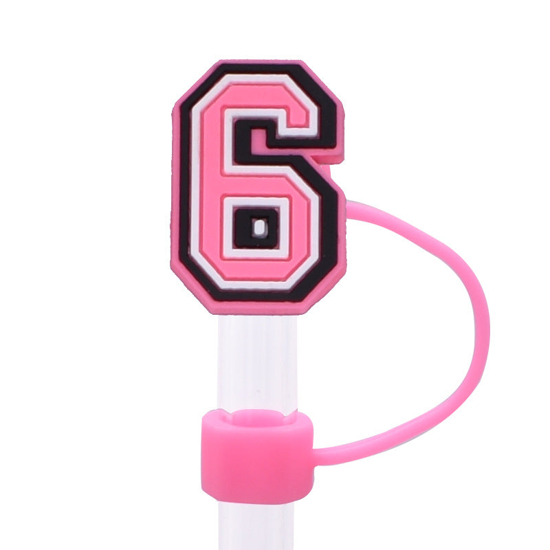 Wholesale Random 100pcs Pink letter cartoon Straw Cover Straw Tube Cap