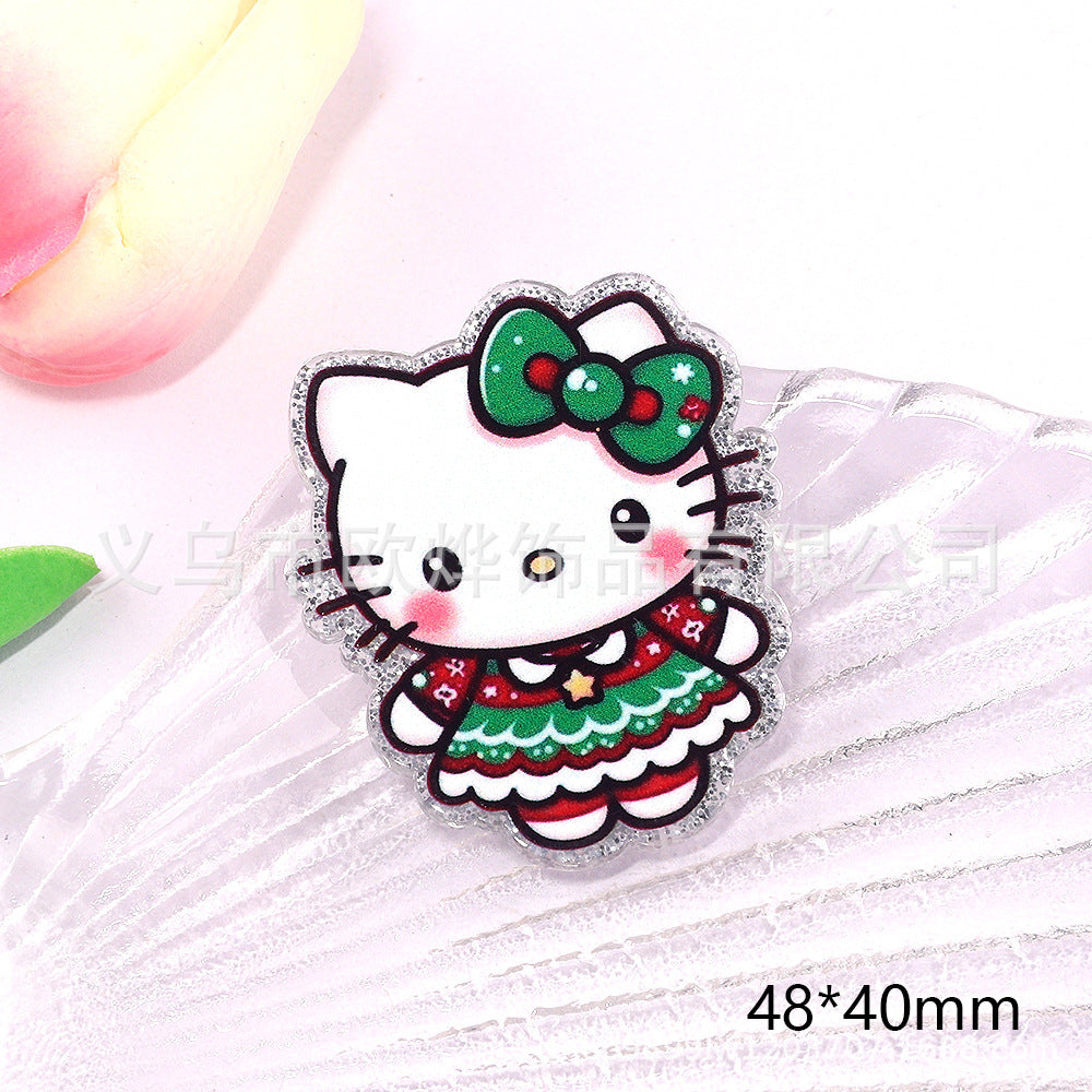 Wholesale 10pcs DIY Flatback Cartoon Christmas Acrylic Flatback Badge Reels Retractable Keychain DIY Accessories