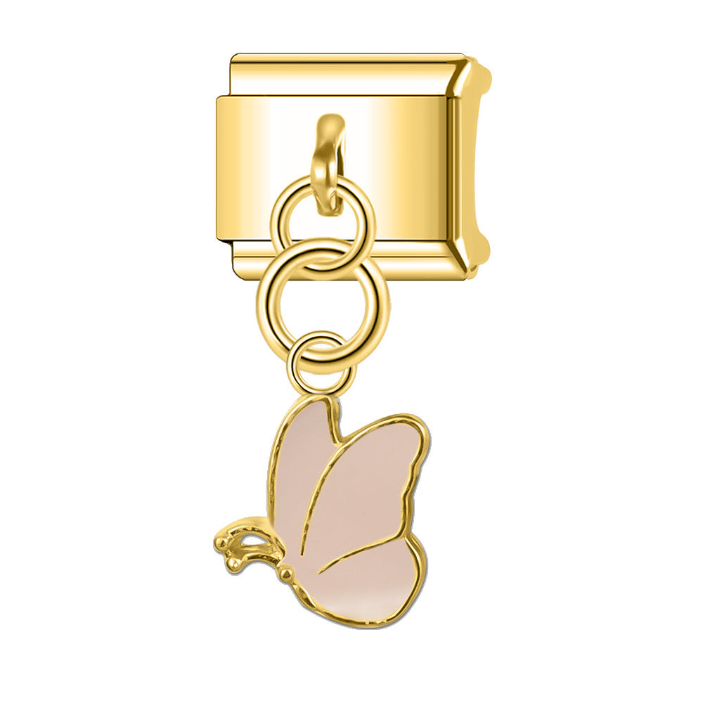 Wholesale Italian Charm Bracelet 9mm DIY Splicing Butterfly Pendant Stainless Steel Composable Bracelet