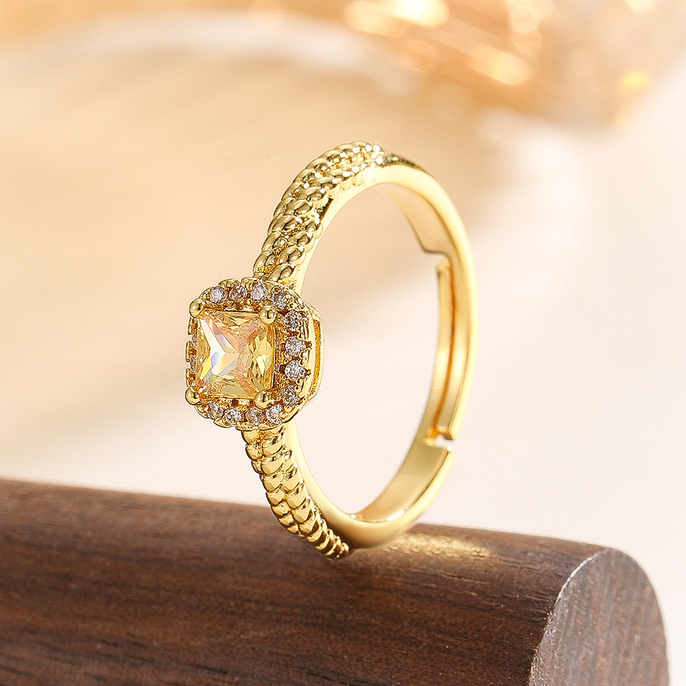 Wholesale Gold Tone Twisted Ring Adjustable Copper Zircon Jewelry Stylish Women S Fashion Accessory For Everyday Or Gift
