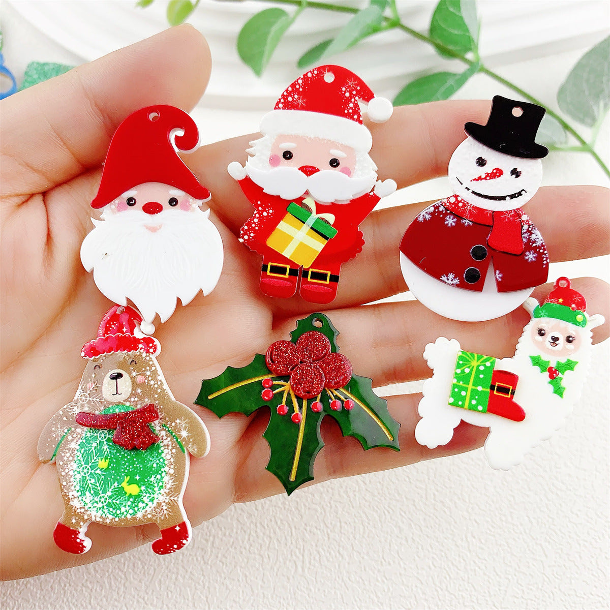 Wholesale 10pcs Acrylic Double Layer Christmas  Pendant